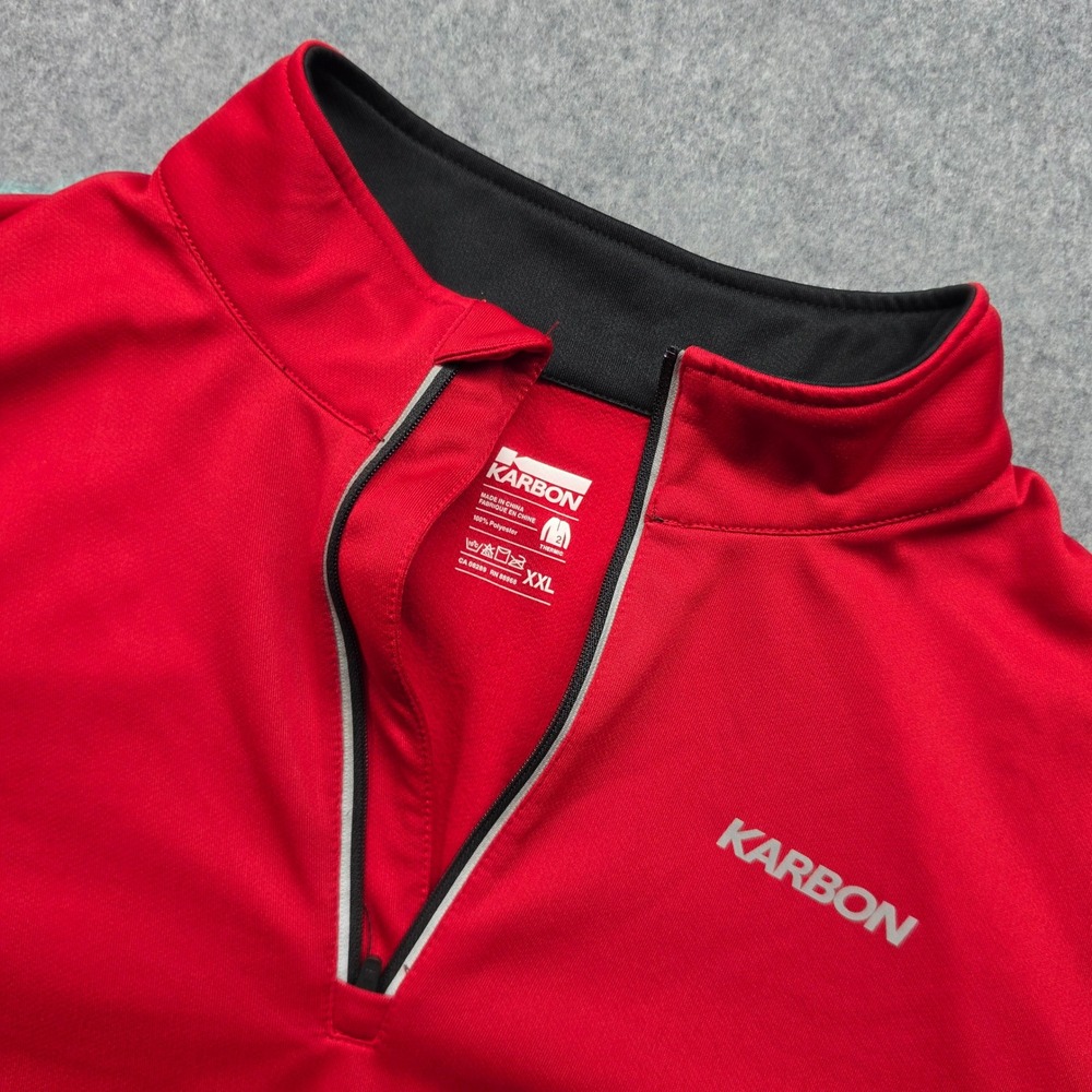 Karbon K-Wick Mens Red Quarter Zip Performance Pullover Long Sleeve Shirt